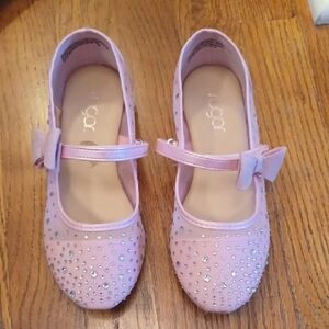 Sugar Light Pink Kids Dress Shoes with Bow and Sparkle Size 3